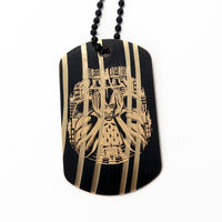 Load image into Gallery viewer, Stick To Your Guns Invisible Rain Dark Dogtag - Reclaimed Cymbal Necklace