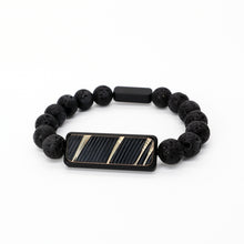 Load image into Gallery viewer, Dark Textured Bead - Reclaimed Cymbal Bracelet