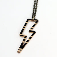 Load image into Gallery viewer, Dark Open Bolt - Reclaimed Cymbal Necklace
