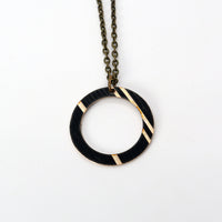 Load image into Gallery viewer, Dark Large Hoop - Reclaimed Cymbal Necklace