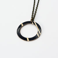 Load image into Gallery viewer, Dark Large Hoop - Reclaimed Cymbal Necklace