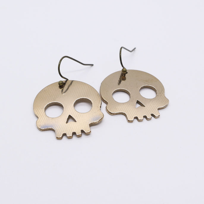 Skull - Reclaimed Cymbal Earrings