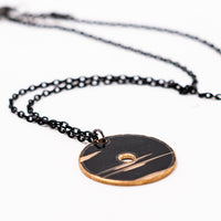 Load image into Gallery viewer, Dark Circle - Reclaimed Cymbal Necklace