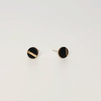 Load image into Gallery viewer, Dark Circle Stud - Reclaimed Cymbal Earrings