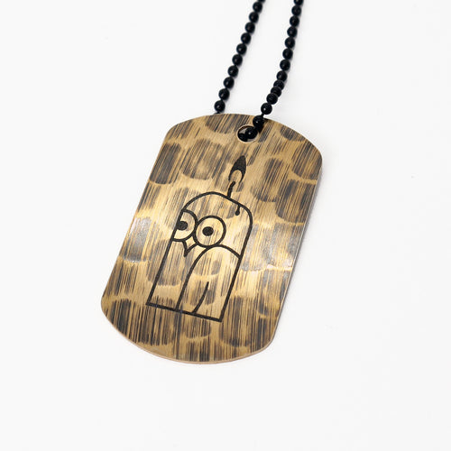 Wax Owls Dogtag - Reclaimed Cymbal Necklace