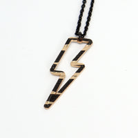 Load image into Gallery viewer, Dark Open Bolt - Reclaimed Cymbal Necklace