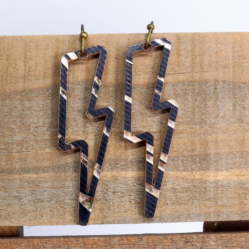 Dark Open Bolt - Reclaimed Cymbal Earrings