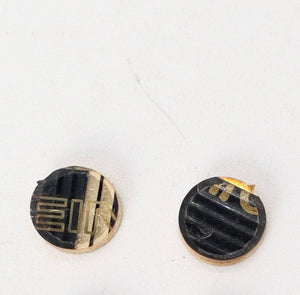 Dark Circle Stud with Logo - Reclaimed Cymbal Earrings