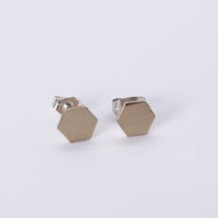 Load image into Gallery viewer, Hexagon Stud - Reclaimed Cymbal Earrings