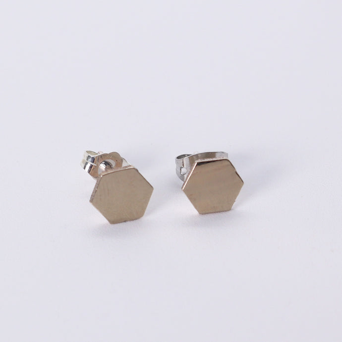 Hexagon Stud - Reclaimed Cymbal Earrings