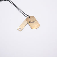 Load image into Gallery viewer, Kaz Dogtag Drum Key - Reclaimed Cymbal Necklace
