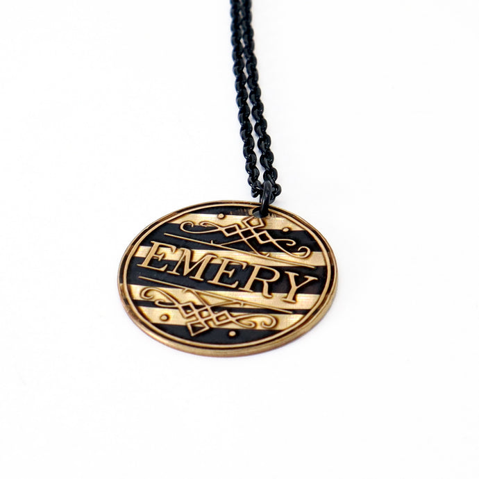 Emery The Question Dark - Reclaimed Cymbal Necklace