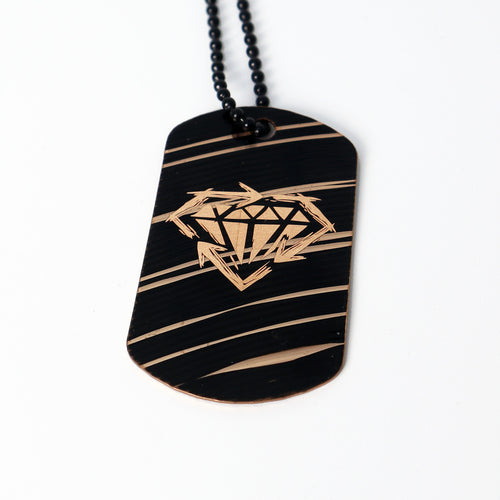 Stick To Your Guns Diamond Dark Dogtag - Reclaimed Cymbal Necklace