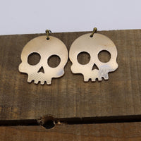 Load image into Gallery viewer, Skull - Reclaimed Cymbal Earrings