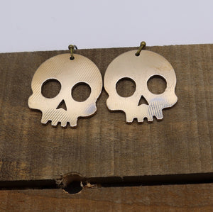 Skull - Reclaimed Cymbal Earrings