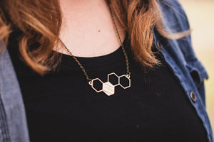 Hexagon - Reclaimed Cymbal Necklace