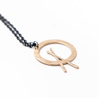 Load image into Gallery viewer, Cross Stick - Reclaimed Cymbal Necklace