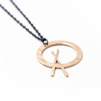 Load image into Gallery viewer, Cross Stick - Reclaimed Cymbal Necklace