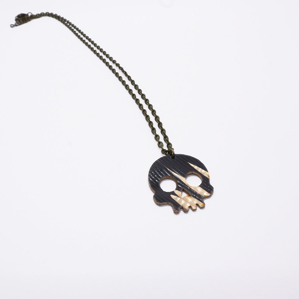 Dark Skull - Reclaimed Cymbal Necklace