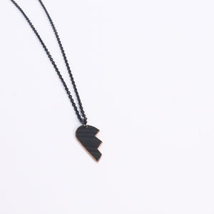 Broken Heart Black Left - Reclaimed Cymbal Necklace