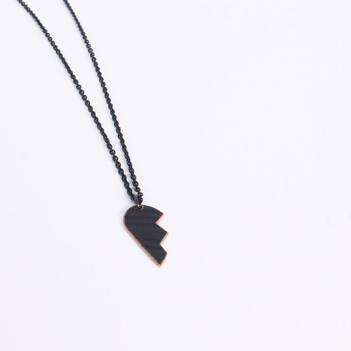 Broken Heart Black Left - Reclaimed Cymbal Necklace