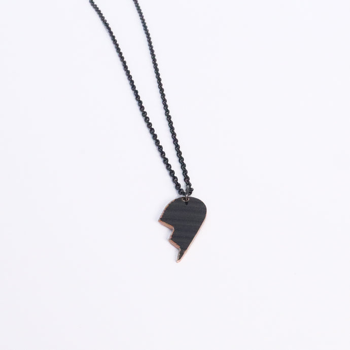 Broken Heart Black Right - Reclaimed Cymbal Necklace