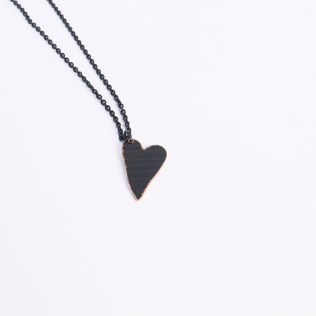 Imperfect Heart Black - Reclaimed Cymbal Necklace