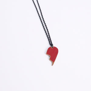 Broken Heart Red Right - Reclaimed Cymbal Necklace