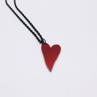 Load image into Gallery viewer, Imperfect Heart Red - Reclaimed Cymbal Necklace