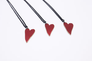Imperfect Heart Red - Reclaimed Cymbal Necklace