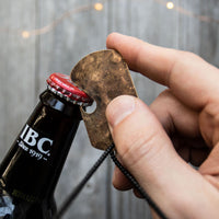 Load image into Gallery viewer, Dogtag Chain  - Reclaimed Cymbal Bottle Opener